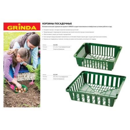 Basket for planting onion, square, 29 × 29 × 7 cm, Grinda-1