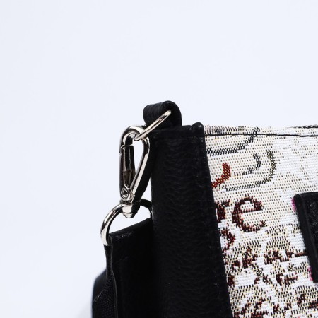 Bag Cross-Body L-Craft with a zipper, external pocket, black/beige color-4