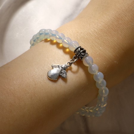 Bracelet with suspension mix ball No. 6 "Moonstone" matte-3