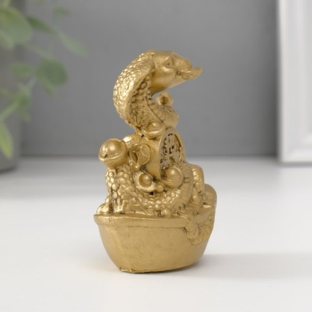 NECKE Polystone "Cobra on a ingot of iambic with a Chinese coin" for bronze 4x5.7x7.5 cm-1