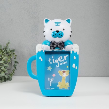 Photo frame plastic 16x11 cm "Tigerok in a cup" Blue 29.5x8x19.5 cm-2