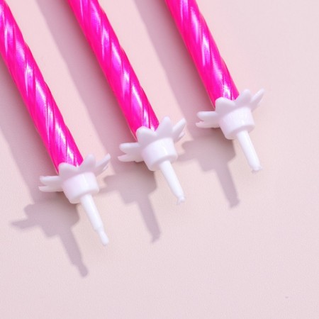 Candles for the cake "Classic" with a stand, 13 cm, 6 pcs, pink-3