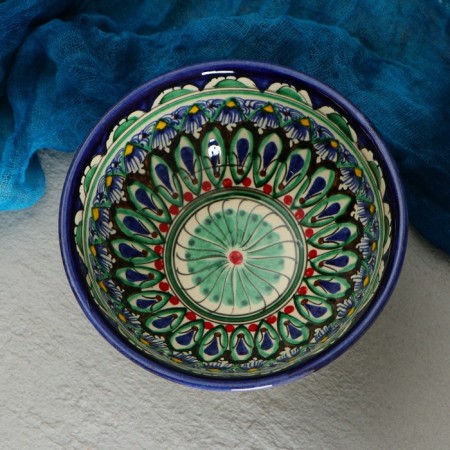 Rishtan ceramics "flowers" 15 cm, small, blue-1