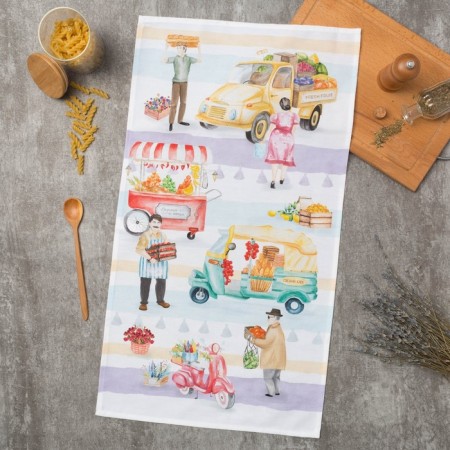 Ethel towel Food Market 40x73 cm, 100% cotton, sarzha 190 g/m2
