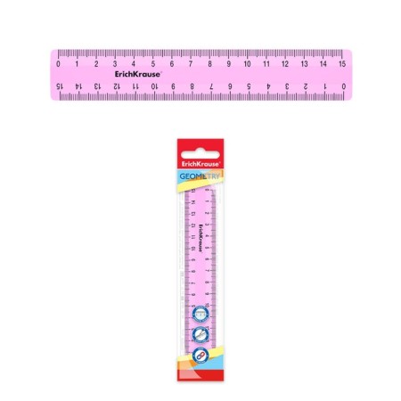 Line 15 cm Erichkrause "Pastel", plastic, bilateral scale, opaque, pink, euro suspension