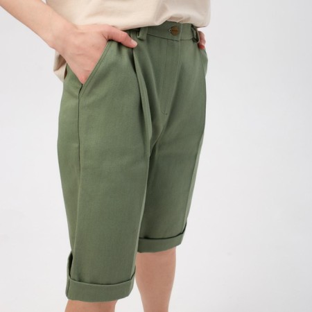 Shorts Women Bermuda Minaku: Enjoy, Olive Color, Rr. 42-4