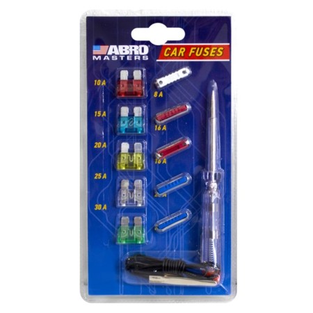 ABRO fuses set with indicator screwdriver, flag, euro, 10 pcs