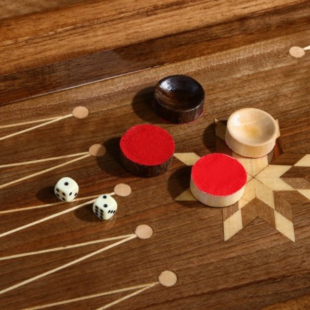 Board game 2 in 1 Star 9: 50x25 cm, handmade, walnut array, Iran-4