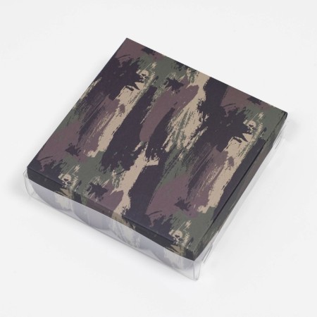 Box for cookies, "green camouflage", 12 x 12 x 3 cm-1
