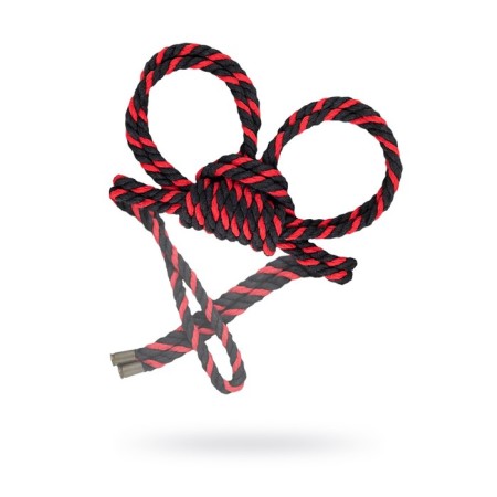 Handcuffs-ames from the cotton rope "Knot-omega", 3.3 m, black and red color