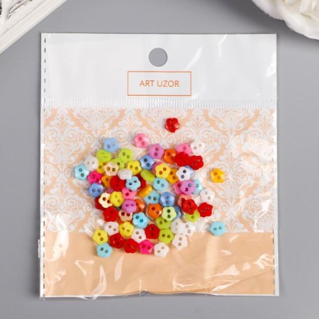 Buttons plastic for creativity 2 punctures "Color Flowers" micro set 80 pcs 0.6x0.6 cm-1
