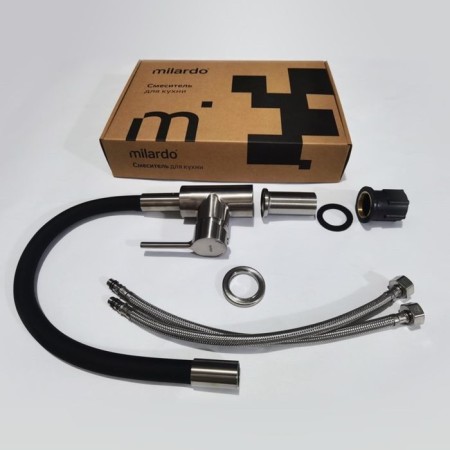 MILARDO MEAL M01BN0FM05 kitchen mixer, pour 241 mm, flexible spout, satin color-4