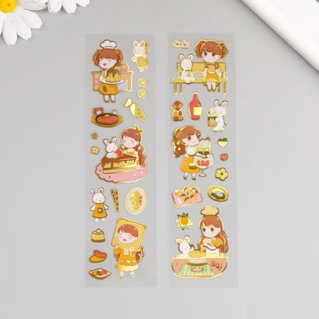 Sticker plastic gold embossing "Girls" 2 sheets mix 6.5x22.5 cm-2