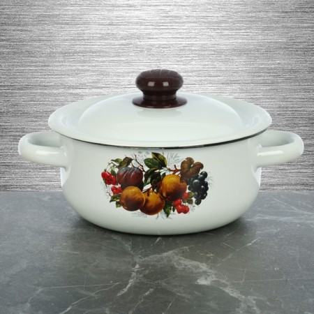 Pan, 1.5 l, enameled cover, induction, mix decor, white color-4