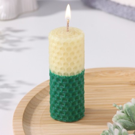 Candle from wax, honey-green, 8 cm-2