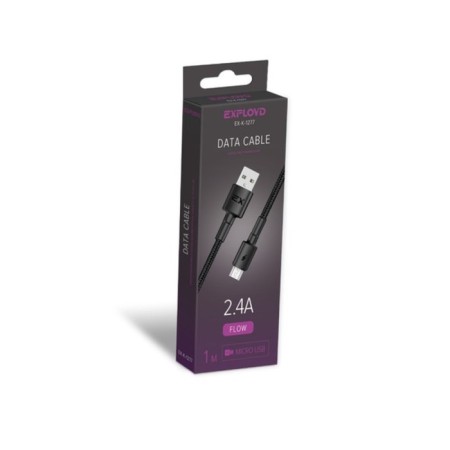 EXPLOYD EX-K-1277 cable, microUSB-usb, 2.4 a, 1 m, nylon braid, black-1