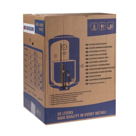 EDISSON ES 30 V water heater, cumulative, round, enamel, 30 l, 1500 watts-2