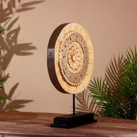 Decor "Circle" on a stand, Albezia 30x9x42 cm-1