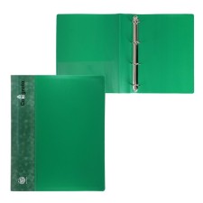Folder on 4 rings A4 Calligrata, 40 mm, 700 μm, plastic, inner pocket, pocket for a spine, green