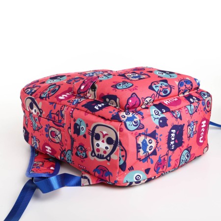 School backpack of textiles on lightning, 3 pockets, pink color-2