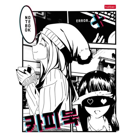 Notebook of 48 sheets in the cage "Anime_comic", cover coated cardboard, rounded corners, 5V, mix-1