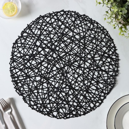 A set of serving napkins on the table “Spider Web”, D = 38 cm, 4 pcs, black color