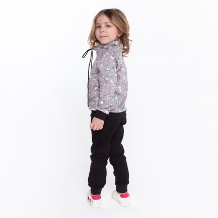 Suit for a girl (sweatshirt, trousers), gray/bunnies, height 86 cm-8