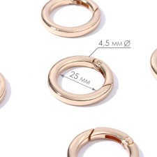 Carabin ring is flat, d = 25/34 mm, thickness - 4.5 mm, 5 pcs, the color of the gold