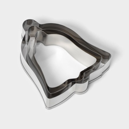 A set of forms for cutting the cookie “bell”, 3 pcs, 6 × 6 cm, chrome -colored color-3