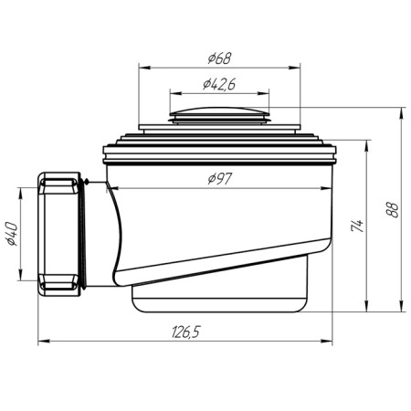 Siphon for the shower pallet "Ani Plast" E410CL, 1 1/2 "x 50/60, the" Click-Clack "system, chrome-2