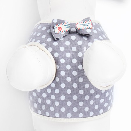 A set with a soft harness "peas", size S, leash 120 x 1.5 cm, og 28-62 cm, gray-6