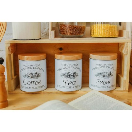 A set of cans for bulk products Sugar.coffee.tea, 10.5 × 14 cm, 3 pcs, white color-2
