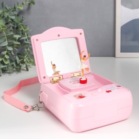 MODE MODE MUSE CHANTLE with a mirror "Big with a bear" Pink 5.3x12.5x14.5 cm-4