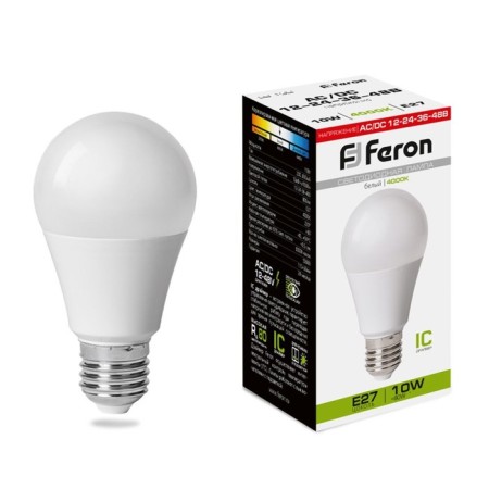 LED LED Feron, E27, 10 W, 12-48 V, white light