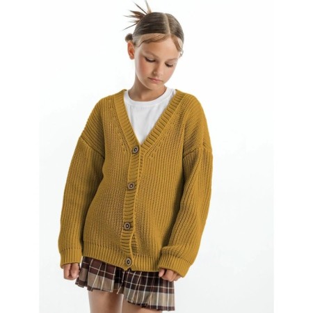 Cardigan for girls, height 140 cm, yellow color-6