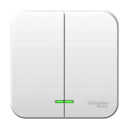 SE BLANCA switch, 10 A, 2 keys, IP20, invoice, with backlight, white, Blnva105111