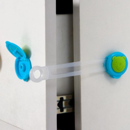 A set of locks for doors and boxes "Bear", universal, flexible, 2 pcs., Blue/green color, crumb I-4