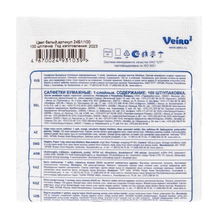 Paper napkins Veiro, seasonal, white, 100 pcs.-3