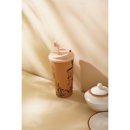A glass with a cork SL Home “Seville”, 450 ml, 9.5 × 9.5 × 18.5 cm, beige color-8