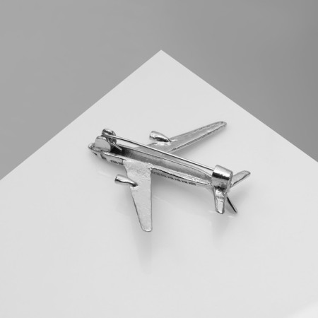 Brooch "Airplane", silver color-3