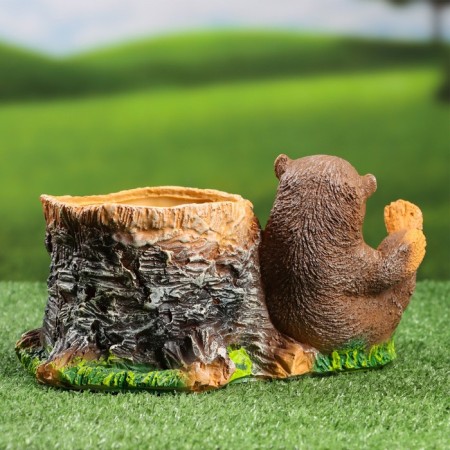 Figure Kashpo "Bear at the stump", 13x25cm-3