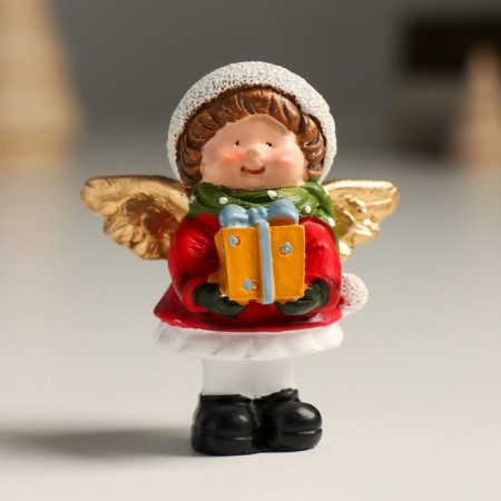 Souvenir Polystone "Angel in a cap with a gift/book" MIX 5.5x5x7 cm-1