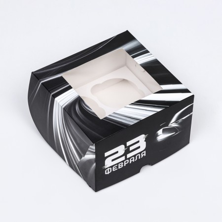 Packaging for 4 cupcakes with a window, "male", 16 x 16 x 10 cm-2