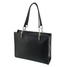 Bag women, genuine leather, black 33x10x30 cm