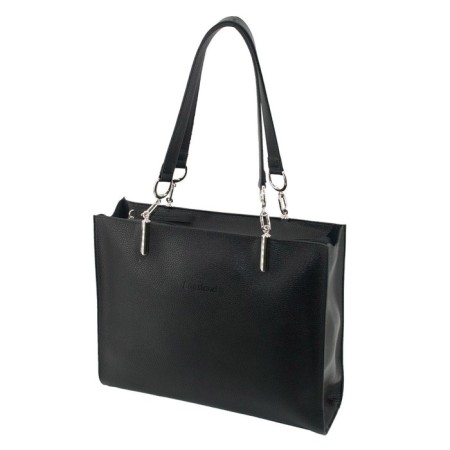 Bag women, genuine leather, black 33x10x30 cm