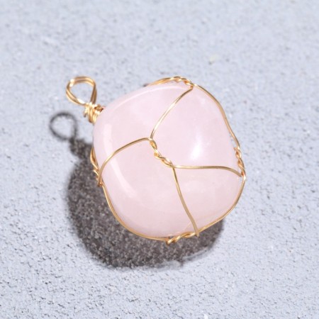 Kvartz pink keychain, in wire