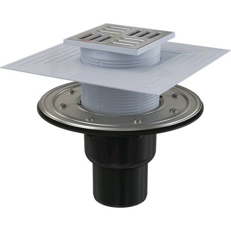 Alcaplast APV4344, 105 × 105/50/75 mm, direct runoff, hydraulic staining and wet and wet