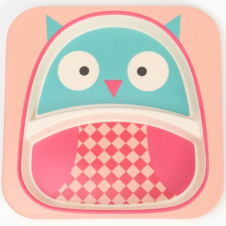 A set of children's utensils from the bamboo “Owl”, 5 objects: plate, bowl, glass, cutlery-3