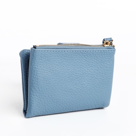 Women's wallet on the button, blue color-1