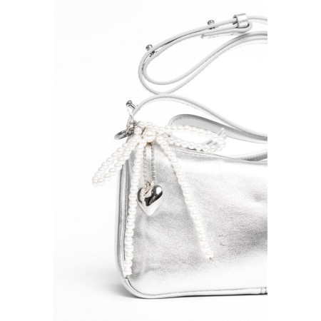 Bag Cross-Body Women's, genuine leather, Ludor silver, 21x9x13 cm-2